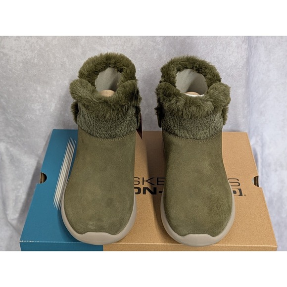 Skechers Women On the Go City 2 Cozy Vibe Size 8.5 Olive - Picture 3 of 5